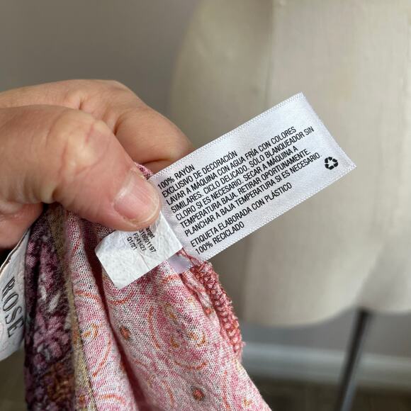 Knox Rose Floral Boho Tiered Midi Dress XXL 100% Rayon Pink Burgundy - Picture 10 of 10